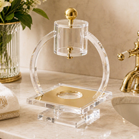 Ensemble de lavabo en acrylique Lucite Mayim Achronim Judaica avec distributeur d'eau intégré et détails dorés – Décoration et cadeau pour la maison juive