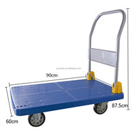 Carretilla Plegable de Plataforma 60x90cm, 400kg, Resistente, con 4 Ruedas de Goma para Logística de Almacén