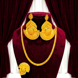 NX Everton Women's 24K Gold Plated Geometric Ethnic Jewelry Set Necklace Earrings Ring Wedding Fashion Alloy Jewelry - Product Image 1