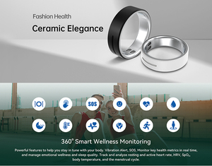 Anillo Inteligente Cerámico AC11 con Vibración, Monitor de Ritmo Cardíaco, SpO2, Sueño, Control Táctil SOS y <span class=keywords><strong>App</strong></span>, Dispositivo de Fitness <span class=keywords><strong>para</strong></span> el Dedo - Product Image 4