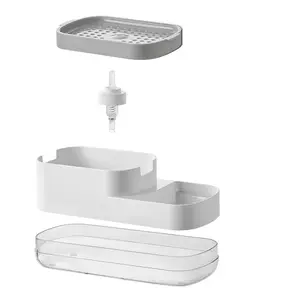 3 in 1 ev bulaşık yıkama sabunu pompalı dağıtıcı sünger tutucu el pompası sıvı sabunluk
