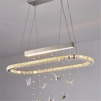 Lámpara de Araña LED de Cristal de Lujo, Moderna, con Anillo, Tamaño Mediano, Antideslumbrante, para Sala de Estar, Comedor, Dormitorio