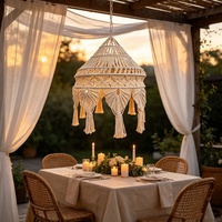 Abat-jour suspendu en macramé style bohème, housse de lampe à pampilles tissée pour la décoration de salon et de la maison