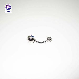 Barre de nombril classique pour enfants, en acier inoxydable, avec double cristal, plaqué or 18 carats, calibre 14, pour piercing corporel - Product Image 5