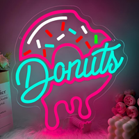 Enseigne néon personnalisée en forme de beignet, lampe murale LED colorée en forme de beignet pour boulangerie, café, décoration murale de magasin alimentaire