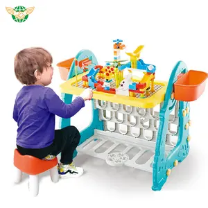 Nuevo juego de caballete divertido 3 en 1, bloques de construcción multifuncionales DIY y mesa de dibujo y estantería con una silla para niños y niñas, Juguetes - Product Image 1