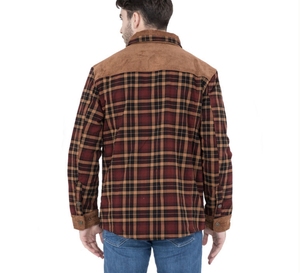 2025 automne hiver Vintage Abrigo De Hombre hommes décontracté <span class=keywords><strong>Patchwork</strong></span> velours côtelé Plaid polaire doublé simple boutonnage vestes manteau automne - Product Image 6