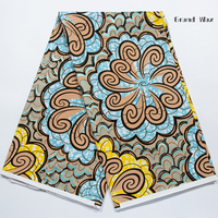 Kain Cetak Afrika Kualitas Terbaik Grand Dutch Wax, Bahan Katun Wax Grosir 6 Yard, Cetakan Ankara, Kain Batik Jacquard