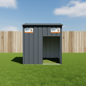 Nichoir pour chien anthracite 43,3x40,6x42,9 pouces en acier galvanisé avec toit, abri extérieur pour grands chiens - Product Image 2