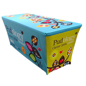 Nappe ajustée extensible Couverture de table en spandex de 6 'avec logo-Nappe de table de marque personnalisée Premier - Product Image 4