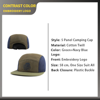 Casquettes de camping à 5 panneaux à bord plat, couleur contrastée, avec logo brodé personnalisé, haute qualité, pour le sport de plein air et la course sur sentier – Vente en gros