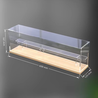 Vitrine de présentation en acrylique transparent avec base en bois pour figurines, boîte à collectionner anti-poussière, présentoir de bureau
