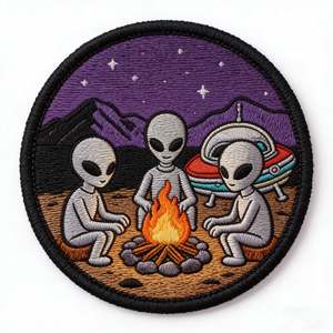 Parches Bordados de Alta Calidad con Diseño de Montañas y Extraterrestres, Parches Personalizados Termoadhesivos para Ropa y Gorras - Product Image 2