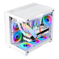 Boîtier de PC de jeu SNOWMAN CS003 personnalisé blanc, tour moyenne MATX Mini ITX, avec un design populaire et un boîtier d'ordinateur de bureau en verre trempé