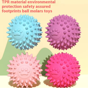 Giocattolo Interattivo per Cani a Forma di Palla con Impronte di Zampe Colorate, Ecologico, per Pulizia dei Denti, Morbido in Gomma da Mordere - Product Image 4