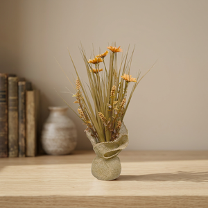 Bouquet rustique de prairie dorée artificielle avec plantes succulentes, fleurs mélangées faites à la main, écologiques et durables - Product Image 2