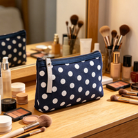 Sac de maquillage portable en toile avec fermeture éclair, personnalisable, écologique, vente chaude, pour l'extérieur