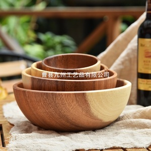 Bol en bois d'acacia de style japonais pour soupe et nouilles, bol à déjeuner pour enfants, bol en bois anti-chute et anti-brûlure, pour fruits - Product Image 5