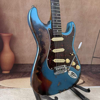 Gitar Elektrik Biru Vintage S-s-s Pickup Finishing Matte Headstock Baja Tahan Karat Senar Silk-wound ST-55