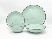 Service de table complet, ensemble de vaisselle de luxe en céramique émaillée bleue