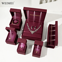 Boîte à bijoux en papier simili cuir de luxe WEIMEI en gros, boîtes d'emballage pour bijoux personnalisées avec LED pour bague, collier, bracelet