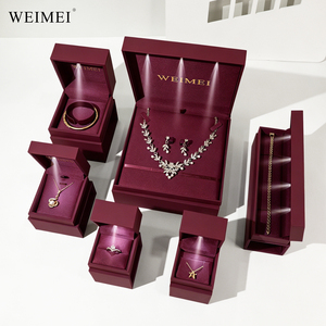 WEIMEI Wholesale Luxury Leatherette Paper Drawer <b>Jewelry</b> Box Custom LED <b>Jewelry</b> <b>Packaging</b> Boxes for For Ring Necklace Bracelet - Product Image 2