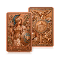 Pièce de collection en cuivre pur 999, style antique, motif dieux grecs (Zeus, Athéna, Ares, Pégase), en forme de lingot de 5 oz, en cuivre fin gaufré