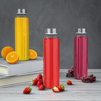 Bouteille d'eau en verre borosilicate personnalisée ultra-claire, bouteille d'eau portable pour la salle de sport avec couvercle en acier inoxydable et logo personnalisé