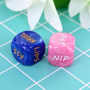 Dados de Resina de Seis Caras con Diseño de Perlas Dulces de 2 cm, Tallados en Inglés, para Juegos Preliminares Sexuales, Juego de Dos - Product Image 5