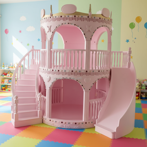 Luxury Modern Round Castle Princess Children's Bunk <strong>Bed</strong> Furniture Set Curved <strong>Slide</strong> for Girls Wood Bedroom Set Home Furniture - Product Image 1