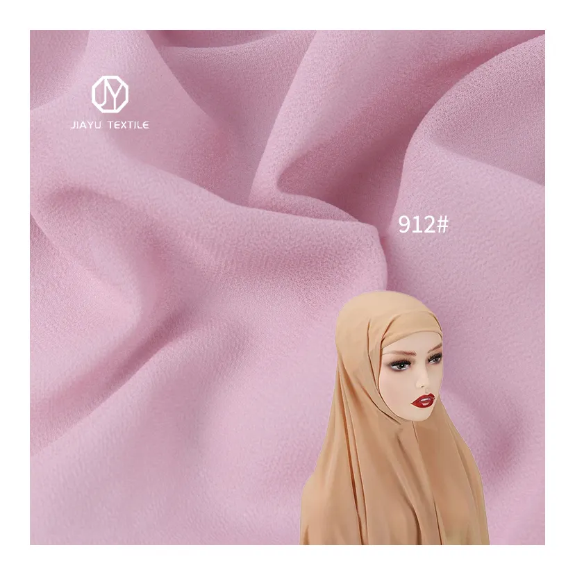 Vestido/bufanda rosa de Malasia para niña pequeña, tela de gasa de crepé tejida de poliéster 100% para hijab