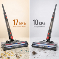 Aspirateur 2-en-1 à main et sur pied avec tête LED pour sols durs, tapis et poils d'animaux, rechargeable par Type-C