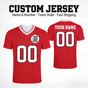 Maillot de football personnalisé par sublimation pour la ligue scolaire allemande, 100% polyester, avec logo, nom et numéro personnalisables - Product Image 1