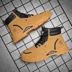 Chion Bottes Martin décontractées pour hommes, semelle en caoutchouc, à lacets, bout rond, couleur unie, tendance mode, chaussures de travail toutes saisons - Product Image 6