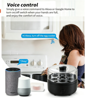 Cuiseur à œufs intelligent, contrôle à distance via application Wi-Fi, minuterie programmable, cuiseur à œufs électrique pour le petit-déjeuner à la maison