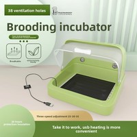 Boîte d'incubation pour perroquets en plastique avec chauffage USB, contrôle de la température tricolore, 38 trous de ventilation, forme carrée, pour l'élevage des oiseaux
