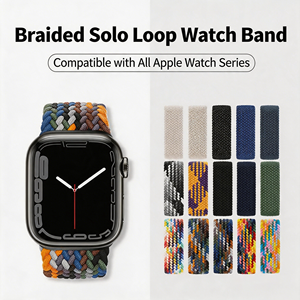 สายนาฬิกาไนลอนแบบแห้งเร็วสำหรับ <span class=keywords><strong>Apple</strong></span> <span class=keywords><strong>Watch</strong></span> Series 9 8 7 45 มม. 41 มม. SE 44 มม. 40 มม. สายรัดแบบถักที่ระบายอากาศได้ดีสำหรับ IWatch สำหรับการวิ่ง - Product Image 1
