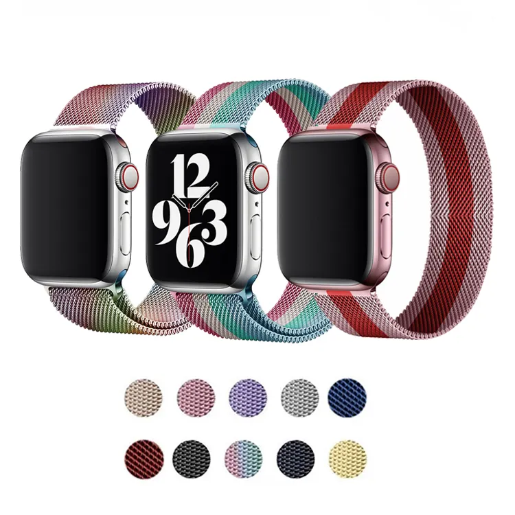 Magnetic Strap for Correas Para Smart iWatch Apple Watch Series Ultra 7 6 SE Milanese Loop Metal Stainless Steel Watch Band