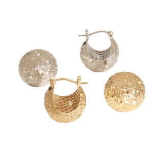 Wholesale New 925 Sterling Silver Gold Plated <b>Flash</b> Broken Ice Ball Hoop Earrings Children's Foreign <b>Light</b> Luxury High-End - Product Image 1