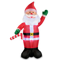Grand Père Noël gonflable de 3,6 m avec canne à sucre et éclairage LED pour décoration extérieure de jardin