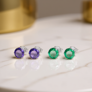 Orecchini a perno classici placcati argento con cristalli e strass incastonati, per uso quotidiano, gioielli unisex - Product Image 2