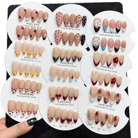 Faux ongles amovibles faits main de qualité supérieure, forme amande, dégradé français, boîte mystère