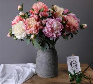 Décoration de mariage minimaliste moderne ultra réaliste Fleur de pivoine Bord brûlé Décoration de la maison Fleur artificielle Art - Product Image 1