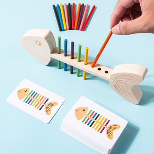 Giocattolo Educativo Montessori in Legno per l'Apprendimento Precoce dei Colori e l'Abbinamento a Forma di Lisca di Pesce per <span class=keywords><strong>Bambini</strong></span> - Product Image 3