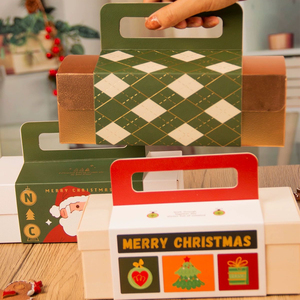 Thiết kế lạ mắt nhà Máy Giá giáng sinh Croissant Bánh Mì Bánh trứng Tart Muffin Puff tráng miệng bao bì hộp các tông với xử lý - Product Image 5