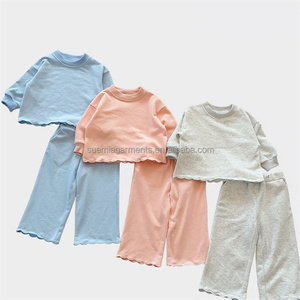 Ensemble de vêtements en molleton français à bord festonné 100% coton pour maman et moi, ensemble de vêtements pour tout-petits, enfants, sweat-shirt, pantalon, tenue pour filles, enfants - Product Image 5