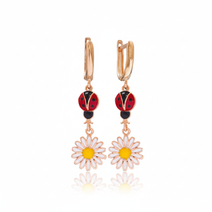 ต่างหูแบบห้อยดีไซน์รูปเต่าทองและดอกเดซี่เครื่องประดับเงินแท้สำหรับ925ฤดูร้อน - Product Image 2
