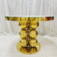 Nouveau design table à gâteaux table ronde cadre en acier inoxydable plateau en verre table d'événements de fête de mariage