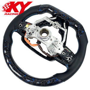 Volant sport personnalisé en fibre de carbone forgée bleue avec LED et cuir noir pour Toyota Corolla Camry XLE SE XSE TRD 2018-2025 - Product Image 3