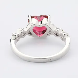 Anel de prata esterlina 925 personalizado, anel ajustável de coração com zircônia cúbica 5a, anel de prata para casamento